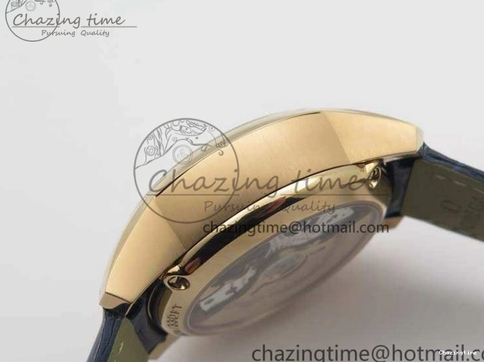 1230 QuickDry De Ville Chronograph RG OMF 1:1 Best Edition Blue Dial On Blue Leather Strap A 8107